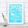 Aqua Sky Blue Watercolour Lights Alcohol Says You Can Dance Wedding Sign