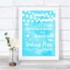 Aqua Sky Blue Watercolour Lights All Family No Seating Plan Wedding Sign