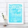 Aqua Sky Blue Watercolour Lights Cards & Gifts Table Personalized Wedding Sign