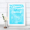 Aqua Sky Blue Watercolour Lights Cheers To Love Personalized Wedding Sign