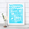 Aqua Sky Blue Watercolour Lights Don't Be Blinded Sunglasses Wedding Sign