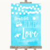 Aqua Sky Blue Watercolour Lights Don't Be Blinded Sunglasses Wedding Sign