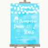 Aqua Sky Blue Watercolour Lights Drink Champagne Dance Stars Wedding Sign