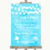 Aqua Sky Blue Lights Grab A Bag Candy Buffet Cart Sweets Wedding Sign