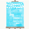 Aqua Sky Blue Watercolour Lights Hankies And Tissues Personalized Wedding Sign