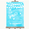Aqua Sky Blue Watercolour Lights Let Love Sparkle Sparkler Send Off Wedding Sign