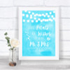 Aqua Sky Blue Watercolour Lights Petals Wishes Confetti Wedding Sign