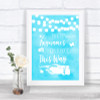 Aqua Sky Blue Watercolour Lights Photobooth This Way Left Wedding Sign