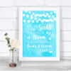 Aqua Sky Blue Watercolour Lights Plant Seeds Favours Personalized Wedding Sign