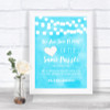 Aqua Sky Blue Watercolour Lights Puzzle Piece Guest Book Wedding Sign
