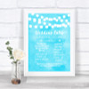 Aqua Sky Blue Watercolour Lights Rules Of The Wedding Personalized Wedding Sign