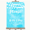 Aqua Sky Blue Watercolour Lights Share Your Wishes Personalized Wedding Sign