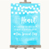 Aqua Sky Blue Watercolour Lights Sign a Heart Personalized Wedding Sign