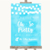 Aqua Sky Blue Watercolour Lights Toilet Get Out & Dance Wedding Sign