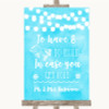 Aqua Sky Blue Watercolour Lights Wedding Blanket Scarf Personalized Wedding Sign