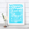 Aqua Sky Blue Watercolour Lights Wedding Blanket Scarf Personalized Wedding Sign