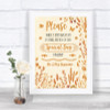 Autumn Leaves Don't Post Photos Online Social Media Personalized Wedding Sign