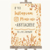 Autumn Leaves Instagram Hashtag Personalized Wedding Sign