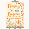 Autumn Leaves Pimp Your Prosecco Personalized Wedding Sign