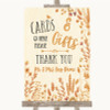 Autumn Leaves Cards & Gifts Table Personalized Wedding Sign