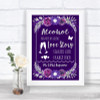 Purple & Silver Alcohol Bar Love Story Personalized Wedding Sign
