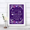 Purple & Silver Don't Post Photos Facebook Personalized Wedding Sign