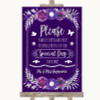 Purple & Silver Don't Post Photos Online Social Media Personalized Wedding Sign