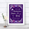 Purple & Silver Drink Champagne Dance Stars Personalized Wedding Sign