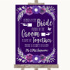 Purple & Silver Friends Of The Bride Groom Seating Personalized Wedding Sign