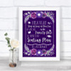 Purple & Silver All Family No Seating Plan Personalized Wedding Sign