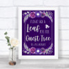 Purple & Silver Guest Tree Leaf Personalized Wedding Sign