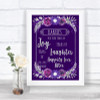 Purple & Silver Hankies And Tissues Personalized Wedding Sign