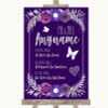 Purple & Silver Important Special Dates Personalized Wedding Sign