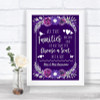 Purple & Silver As Families Become One Seating Plan Personalized Wedding Sign