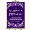 Purple & Silver Instagram Hashtag Personalized Wedding Sign