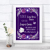 Purple & Silver Jenga Guest Book Personalized Wedding Sign