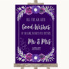 Purple & Silver Blow Bubbles Personalized Wedding Sign