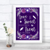 Purple & Silver Love Is Sweet Take A Treat Candy Buffet Wedding Sign