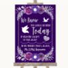 Purple & Silver Loved Ones In Heaven Personalized Wedding Sign