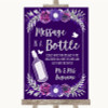 Purple & Silver Message In A Bottle Personalized Wedding Sign