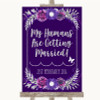 Purple & Silver My Humans Are Getting Married Personalized Wedding Sign