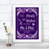 Purple & Silver Petals Wishes Confetti Personalized Wedding Sign
