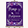 Purple & Silver Pimp Your Prosecco Personalized Wedding Sign