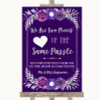 Purple & Silver Puzzle Piece Guest Book Personalized Wedding Sign