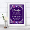 Purple & Silver Share Your Wishes Personalized Wedding Sign