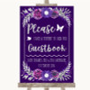 Purple & Silver Take A Moment To Sign Our Guest Book Personalized Wedding Sign