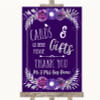 Purple & Silver Cards & Gifts Table Personalized Wedding Sign