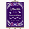 Purple & Silver Welcome To Our Engagement Party Personalized Wedding Sign