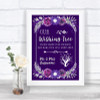 Purple & Silver Wishing Tree Personalized Wedding Sign