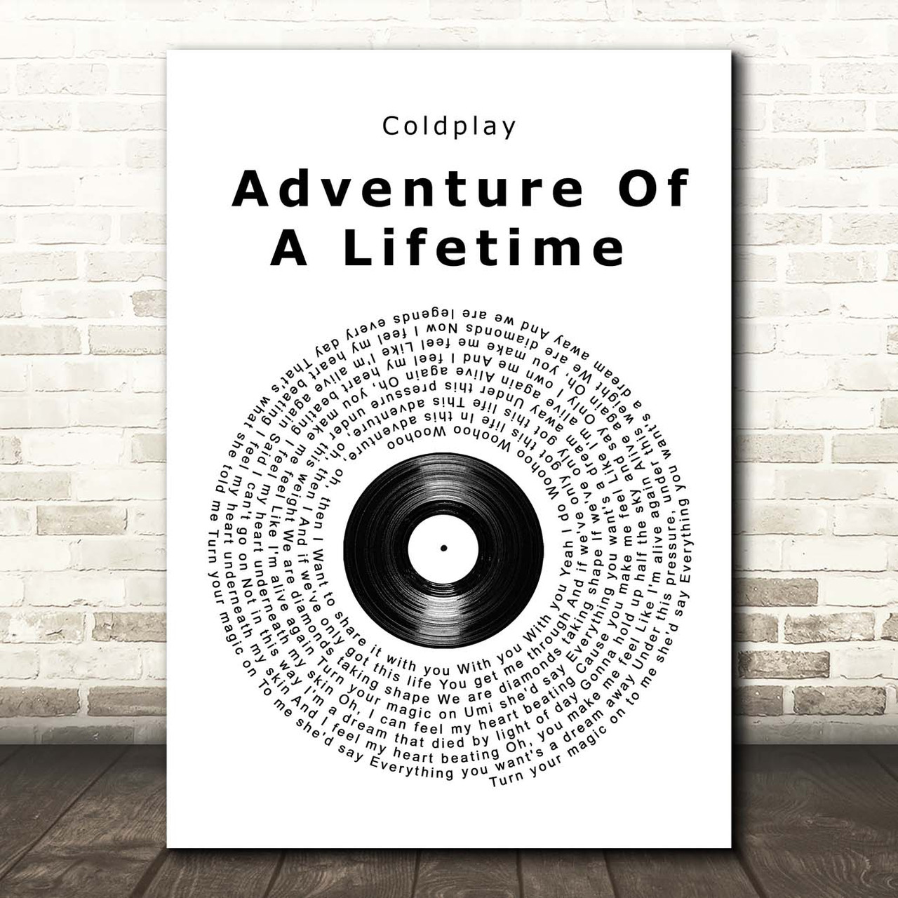 Coldplay Adventure Of A Lifetime Vinyl Record Song Lyric Print - Red Heart  Print